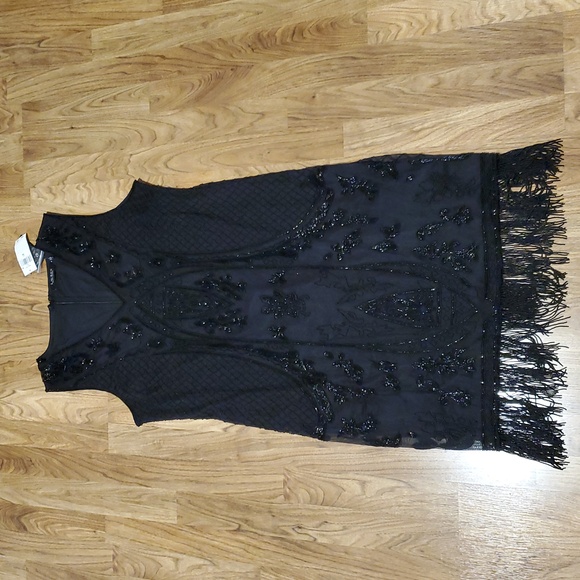 Lauren Ralph Beaded Sleeveless Cocktail Dress Fringe Beaded Embroidery Womens 16 - Picture 2 of 16